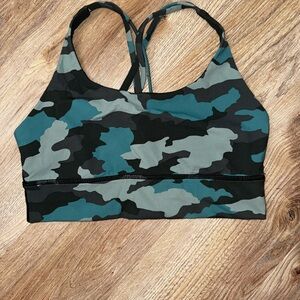 Lululemon Teal Camo Strappy Back Sports Bra – Size 8